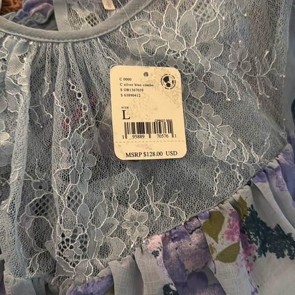 FP Movement by Free People Smock Daphne Floral Lace Ruffled Top NWT 128.00 - Picture 12 of 12